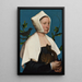 En dam med en ekorre och en stare - Hans Holbein den yngre — inramlat konstverk på väggen