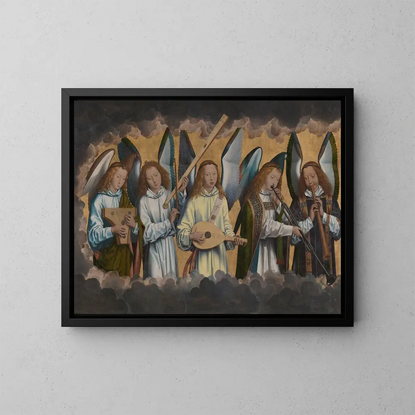 Änglar musiker - Hans Memling — inramlat konstverk på väggen