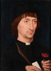 porträtt av en man med en nejlika - Hans Memling — vy av konstverket