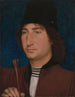 porträtt av en man med en pil - Hans Memling — vy av konstverket