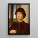 Porträtt av en ung man - Hans Memling — inramlat konstverk på väggen