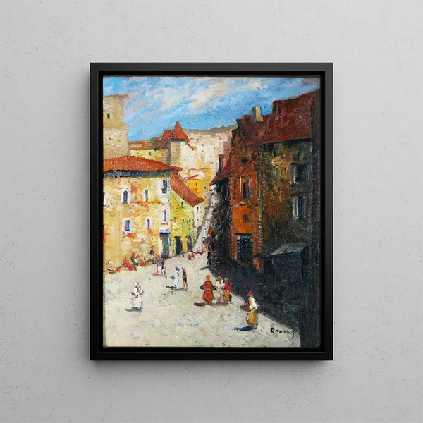 Hans RuzickaLautenschlger - Mediterranes Stadtmotiv mit belebter Gasse.webp