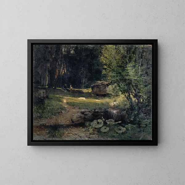 en skog inomhus - Hans Sandreuter — inramlat konstverk på väggen