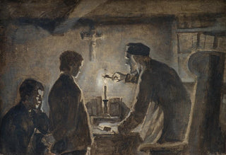 Hans Smidth - Pastor Sren blows out the candle on the New Years Eve.webp