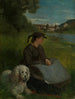 Agathe med en vit hund - Hans Thoma — vy av konstverket