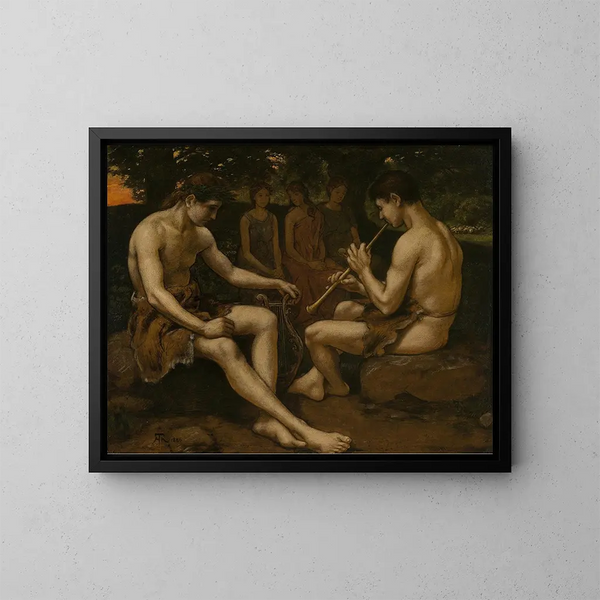 Apollon och Marsyas - Hans Thoma — inramlat konstverk på väggen