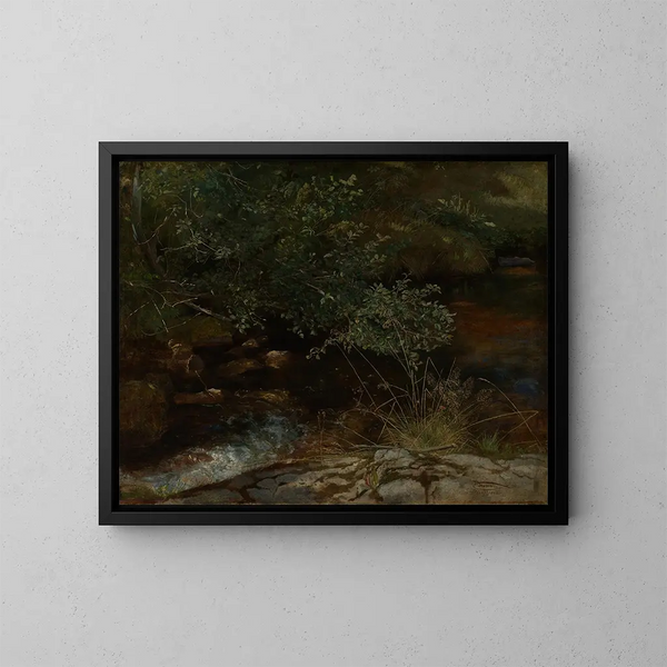 Bord de Bach med träd och gräs - Hans Thoma — inramlat konstverk på väggen