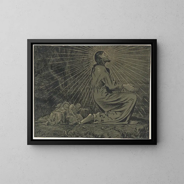 Le Christ au mont des Oliviers - Hans Thoma — inramlat konstverk på väggen