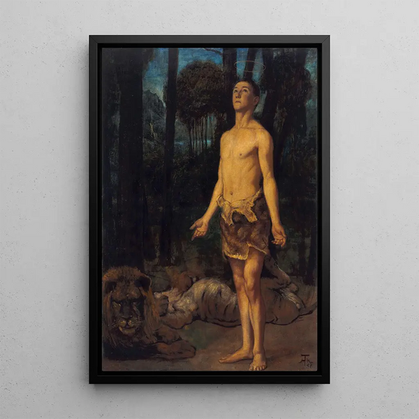 Daniel i lejonkulan - Hans Thoma — inramlat konstverk på väggen