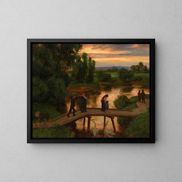 Le Pont Soir d'été - Hans Thoma — inramlat konstverk på väggen