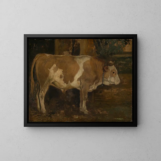 Bison i skogen - Hans Thoma — inramlat konstverk på väggen