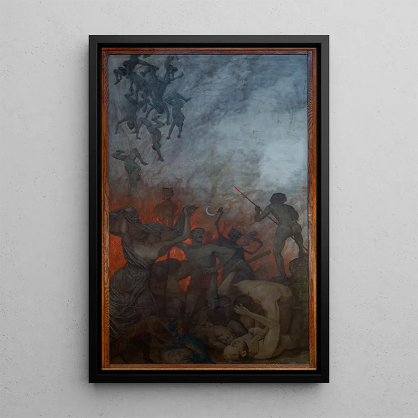 Påskens triptyk L'Enfer - Hans Thoma — inramlat konstverk på väggen