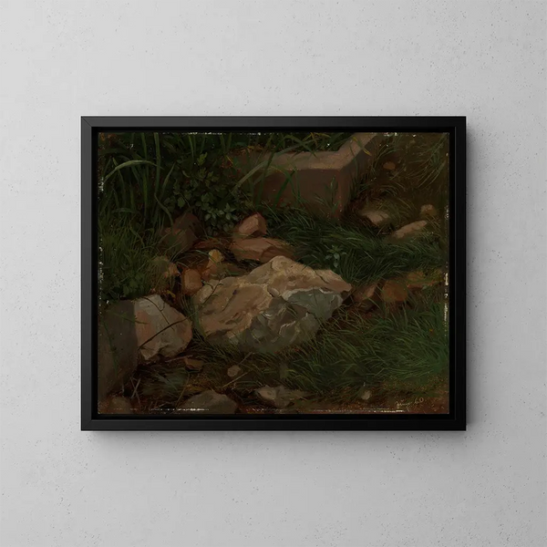 Pierres dans l'herbe - Hans Thoma — inramlat konstverk på väggen