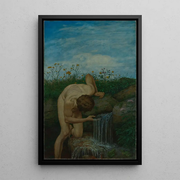 Triptyque La Source - Hans Thoma — inramlat konstverk på väggen