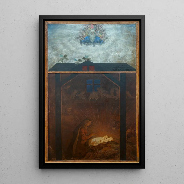 Triptyque de Noël Adoration de l'Enfant - Hans Thoma — inramlat konstverk på väggen