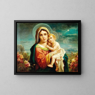 Vierge à l'Enfant - Hans Zatzka — inramlat konstverk på väggen