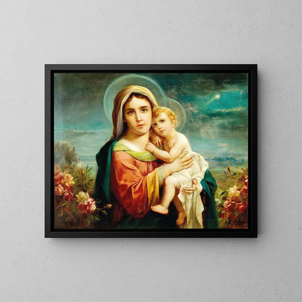 Vierge à l'Enfant - Hans Zatzka — inramlat konstverk på väggen