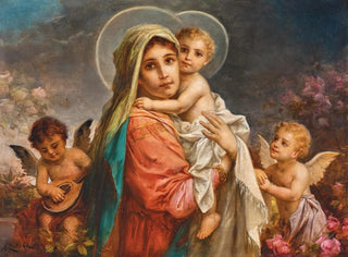 Vierge à l'Enfant avec des putti - Hans Zatzka — vy av konstverket