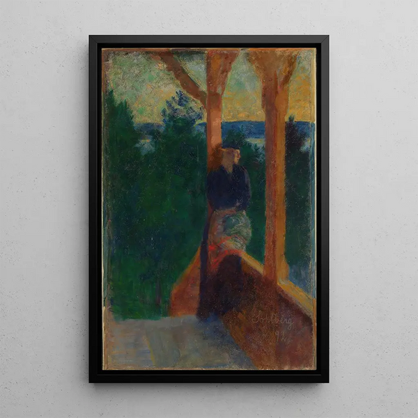 På verandan - Harald Sohlberg — inramlat konstverk på väggen