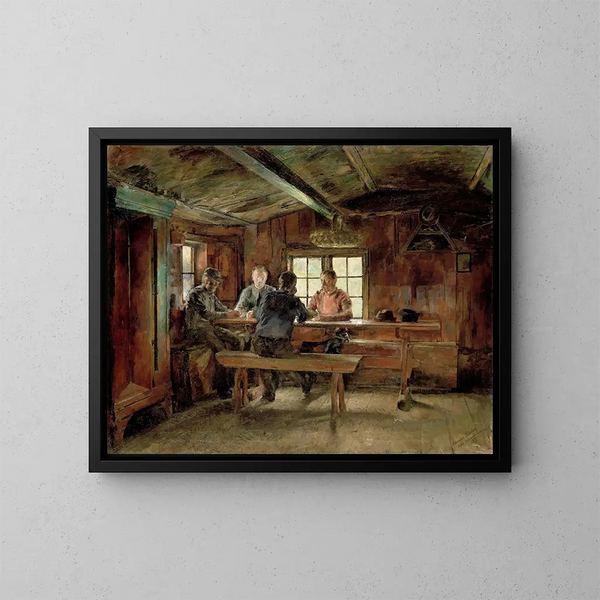 Les Joueurs de cartes - Harriet Backer — inramlat konstverk på väggen