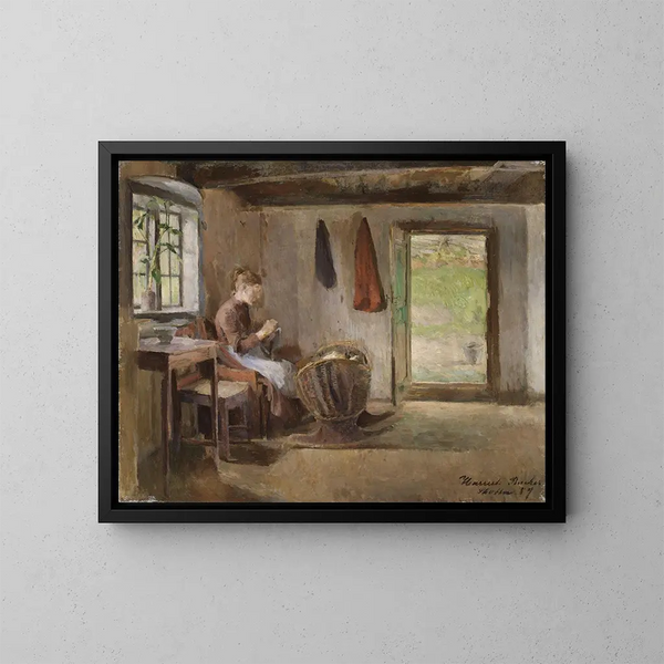 inomhusgård i Skotta i Brum - Harriet Backer — inramlat konstverk på väggen