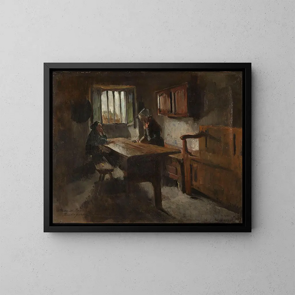 inomhusgård i Rochefort-en-Terre, Bretagne - Harriet Backer — inramlat konstverk på väggen