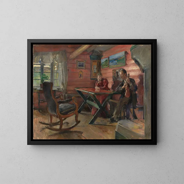 Le salon à Kolbotn, chez Hulda et Arne Garborg - Harriet Backer — inramlat konstverk på väggen