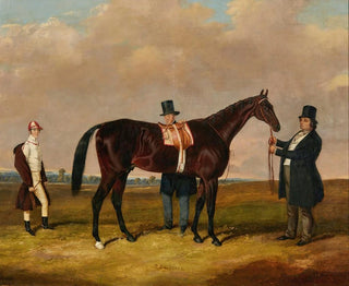 Harry Hall - Lord Howth With His Racehorse St Lawrence His Trainer And His Jockey Ford.webp