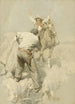 Le cavalier du Pony Express et le bandit de grand chemin - Harvey T. Dunn — vy av konstverket