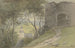 Vue de Falkenstein med ruinen och kyrkan i dalen - Heinrich Adolf Valentin Hoffmann — vy av konstverket