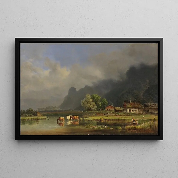 Heinrich Brkel - Der Kochelsee mit den Husern von Schlehdorf.webp