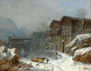 Vinter i Rattenberg - Heinrich Bürkel — vy av konstverket
