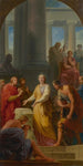 Sankt Katarina som argumenterar mot hedniska filosofer inför kejsar Maxentius - Heinrich Friedrich Füger — vy av konstverket