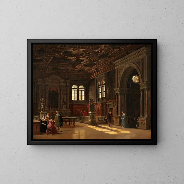 inomhus av Scuola di San Rocco, Venedig - Heinrich Hansen — inramlat konstverk på väggen