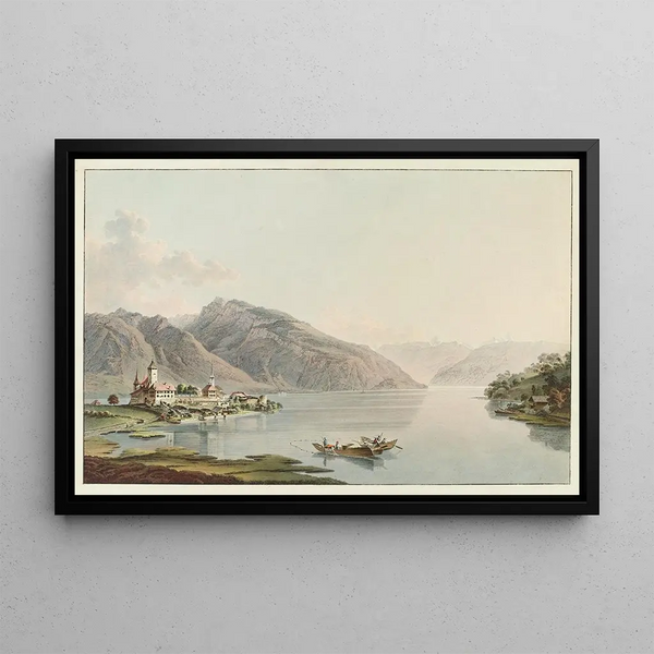 Vue du château de Spiez sur le lac de Thoune - Heinrich Rieter — inramlat konstverk på väggen