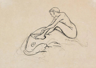 Heinrich Vogeler - Meerjungfrau auf Fisch reitend.webp