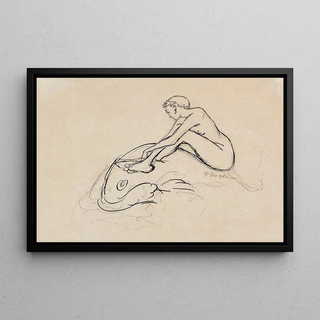 Heinrich Vogeler - Meerjungfrau auf Fisch reitend.webp