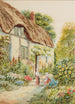Trädgård i sommarstuga - Helen Allingham — vy av konstverket