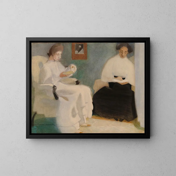 Flickor som läser - Helene Schjerfbeck — inramlat konstverk på väggen