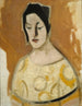 La diseuse de bonne aventure en robe jaune - Helene Schjerfbeck — vy av konstverket