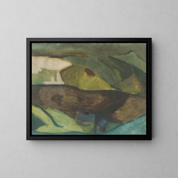 Cabanes de pêche au bord de la rivière Motif de Granvg Faxlven - Helmer Osslund — inramlat konstverk på väggen