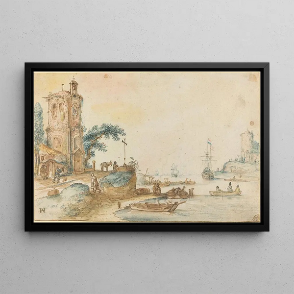 Hendrick Avercamp - Scene with a Tower to the Left.webp