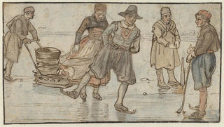Hendrick Avercamp - Skaters on the Ice a Man Pushing a Sledge and a Kolfplayer.webp