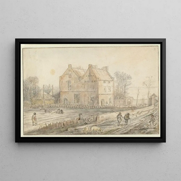 Hendrick Avercamp - View of a Country House with Sowers in the Field.webp