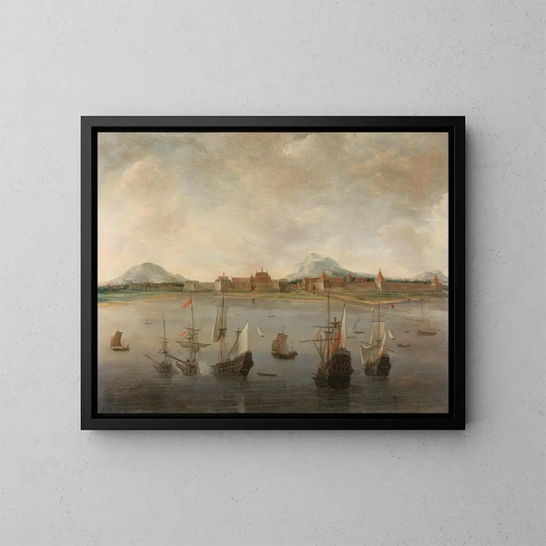 Vue de Batavia - Hendrick Jacobsz Dubbels — inramlat konstverk på väggen