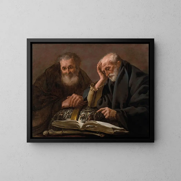 Démocrite och Héraclite - Hendrick Ter Brugghen — inramlat konstverk på väggen
