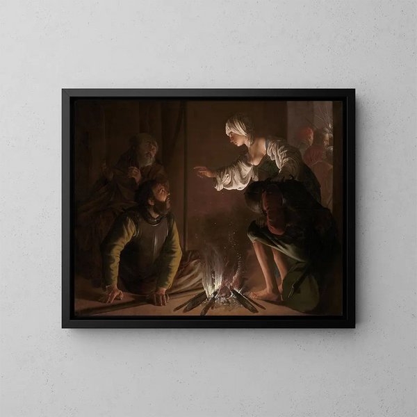 Le reniement de saint Pierre - Hendrick Ter Brugghen — inramlat konstverk på väggen