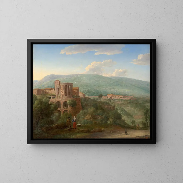 Rencontre d'un gentilhomme et d'une lingère à Tivoli - Hendrik Frans van Lint — inramlat konstverk på väggen