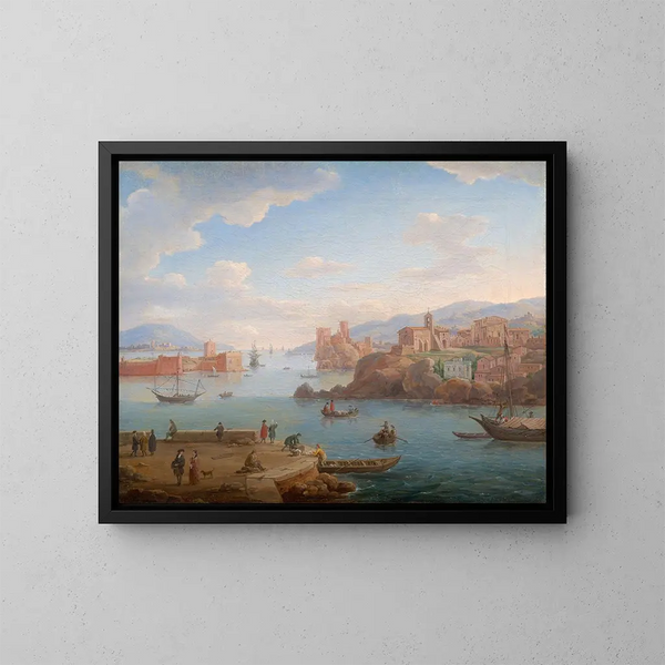 Vue d'un port méditerranéen - Hendrik Frans van Lint — inramlat konstverk på väggen