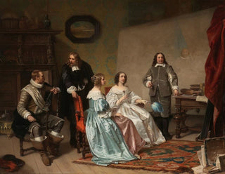 La princesse d'Orange visitant l'atelier de Bartholomeus van der Helst - Hendrik Jacobus Scholten — vy av konstverket